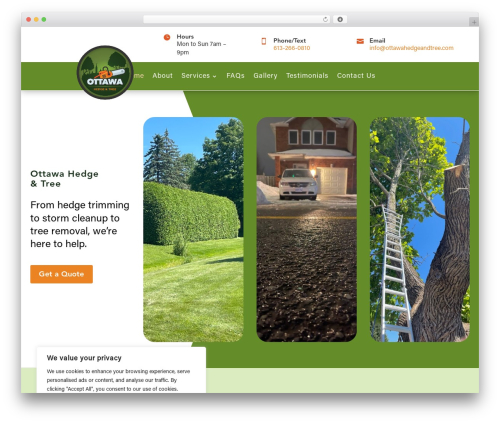Testify WordPress plugin - ottawahedgeandtree.com