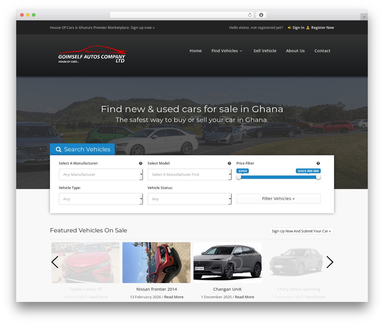 WordPress theme AutoDealer - houseofcars.com.gh