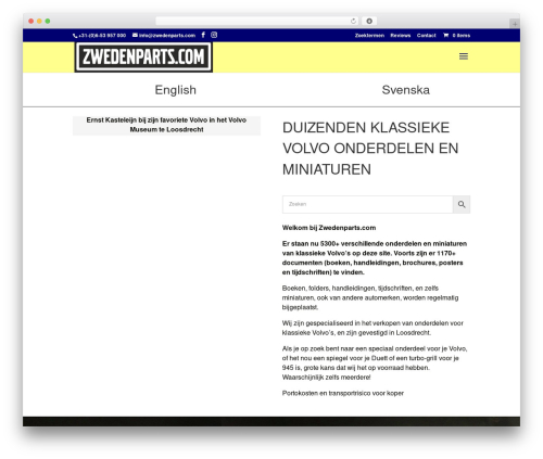 WordPress theme Divi - zwedenparts.com