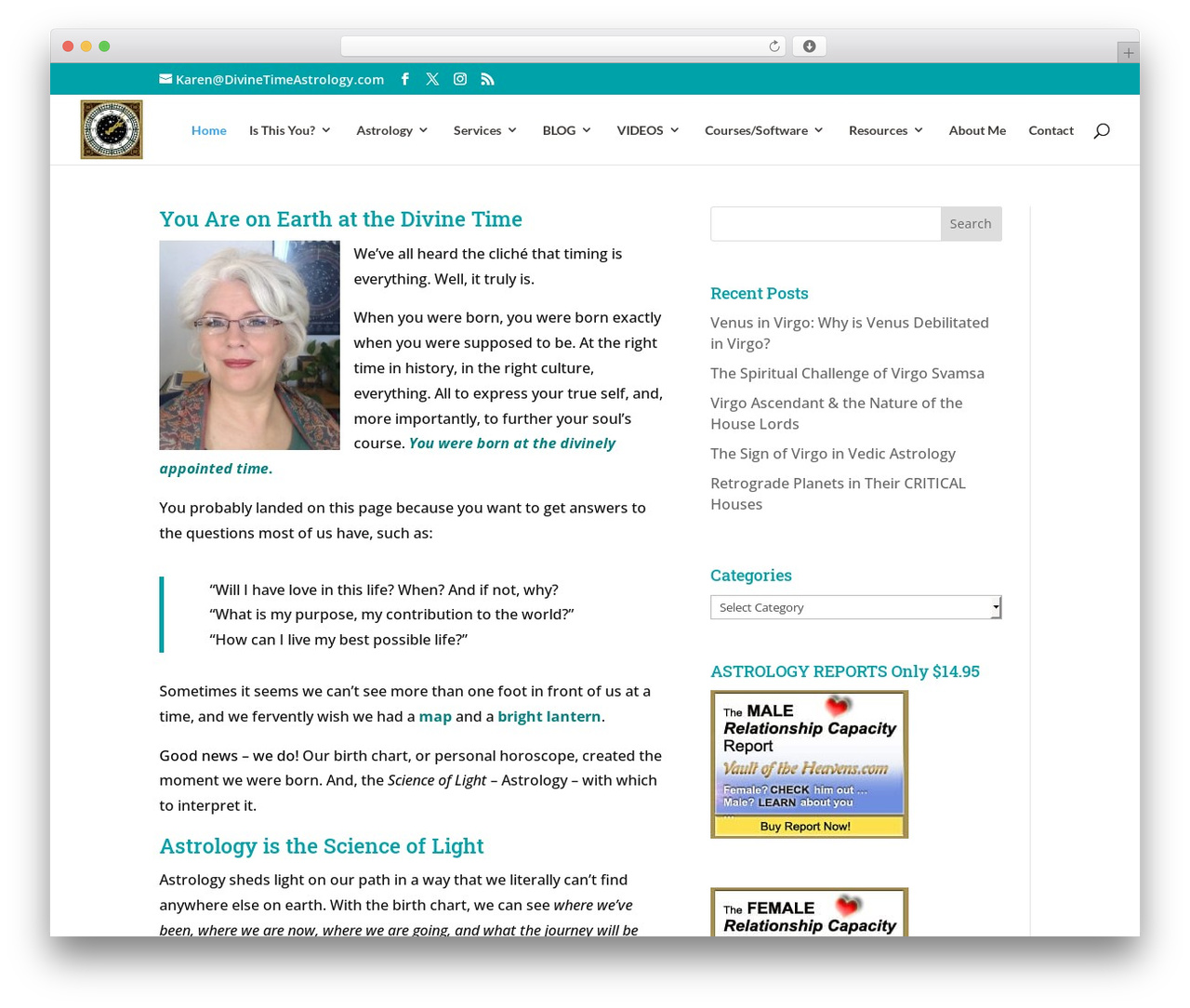 Divi WordPress theme - divinetimeastrology.com