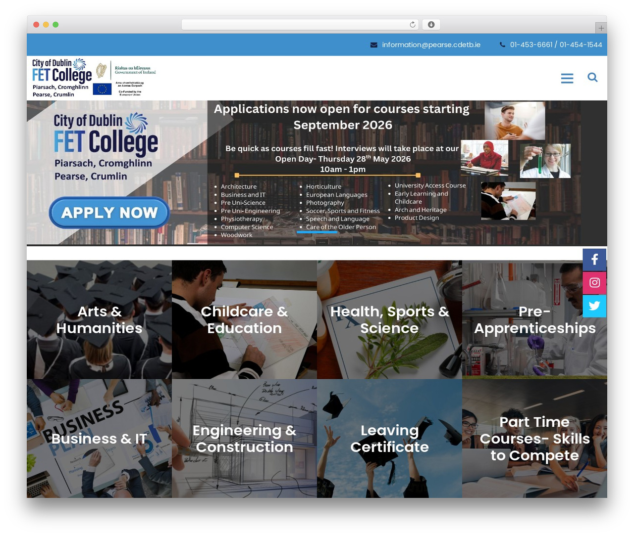 Wizeedu WordPress theme - pearsecollege.ie