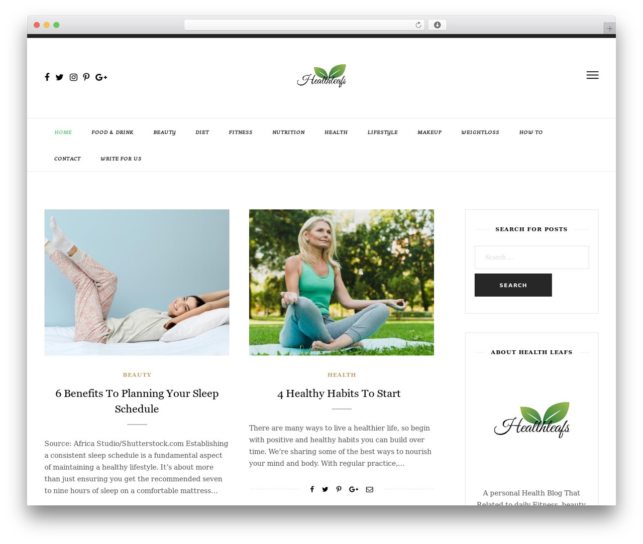 ocean WP theme - healthleafs.com