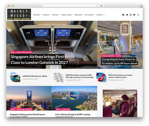 WordPress theme Aquene - mainlymiles.com