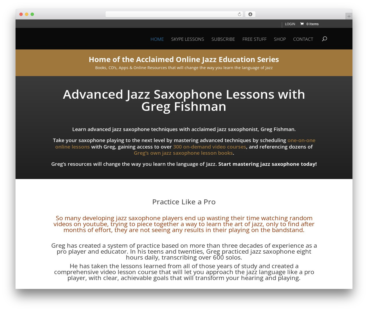 WordPress theme Divi - gregfishmanjazzstudios.com