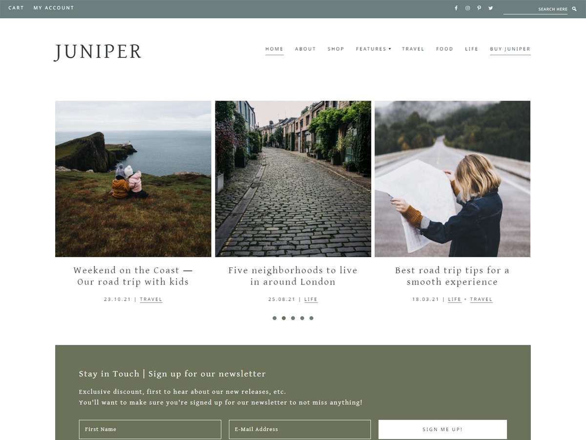 Juniper Theme WordPress website theme by Code + Coconut