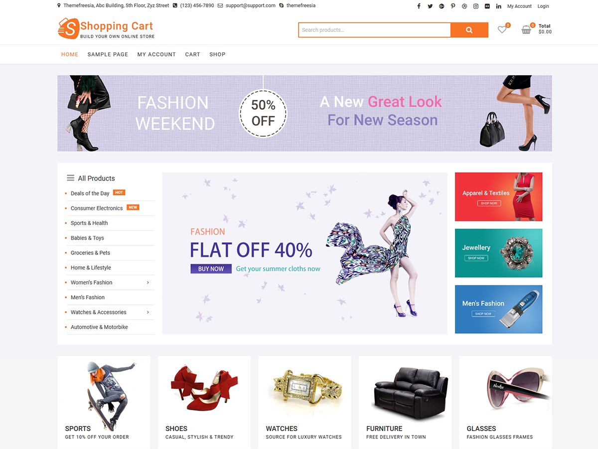 ShoppingCart Child WordPress ecommerce template