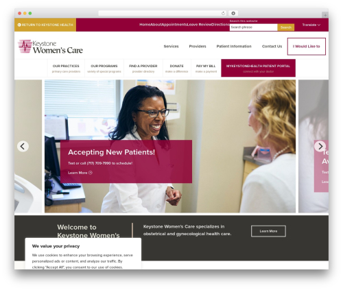 Genesis WordPress theme design - keystonehealth.org/keystonewomenscare