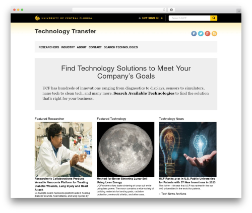 Tech Transfer Theme WordPress theme design - tt.research.ucf.edu