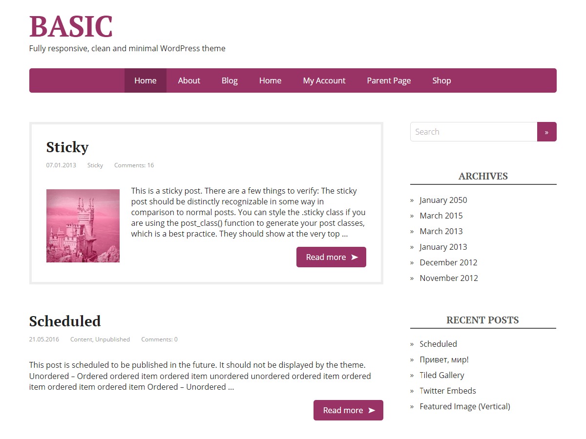 Basic WordPress store theme by WP Puzzle