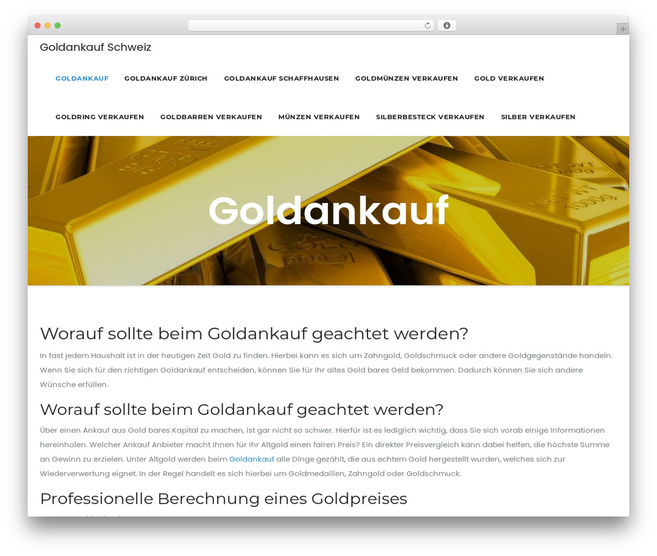 Theme WordPress Businessup - goldankauf-schweiz.ch