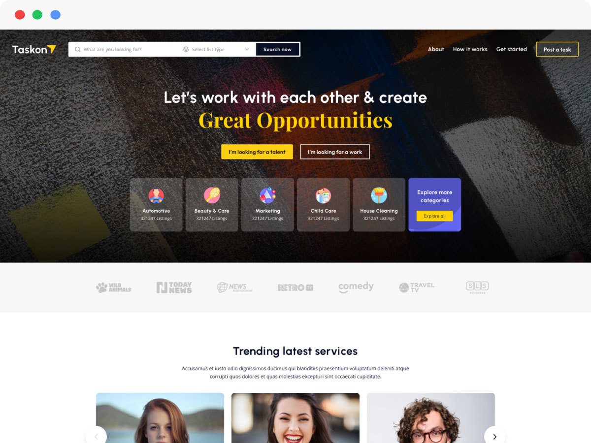 Taskon top WordPress theme by Amentotech Private Limited