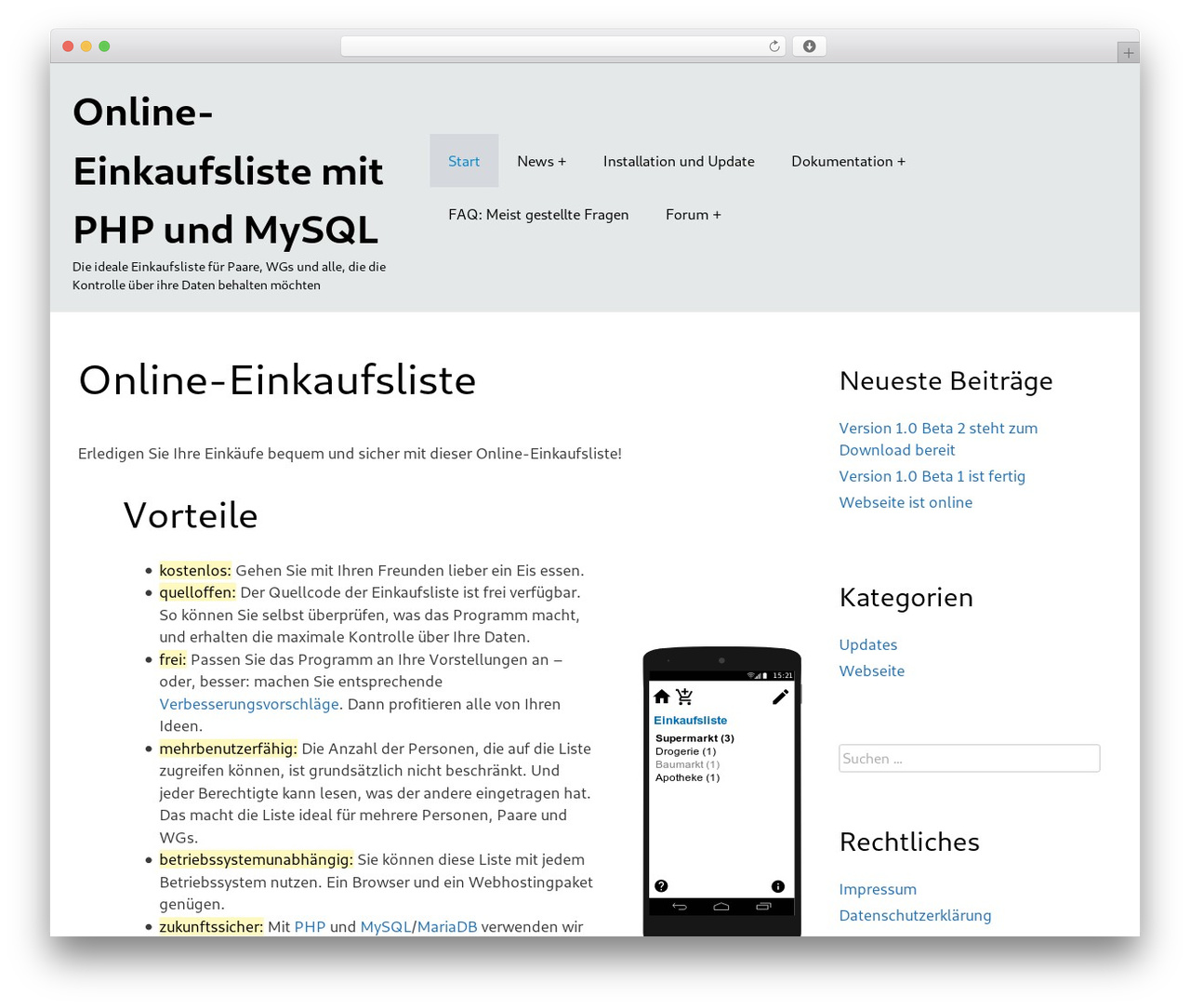 Start WordPress theme - einkaufsliste.net