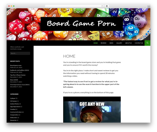 Twenty Fourteen best WordPress template - boardgameporn.com