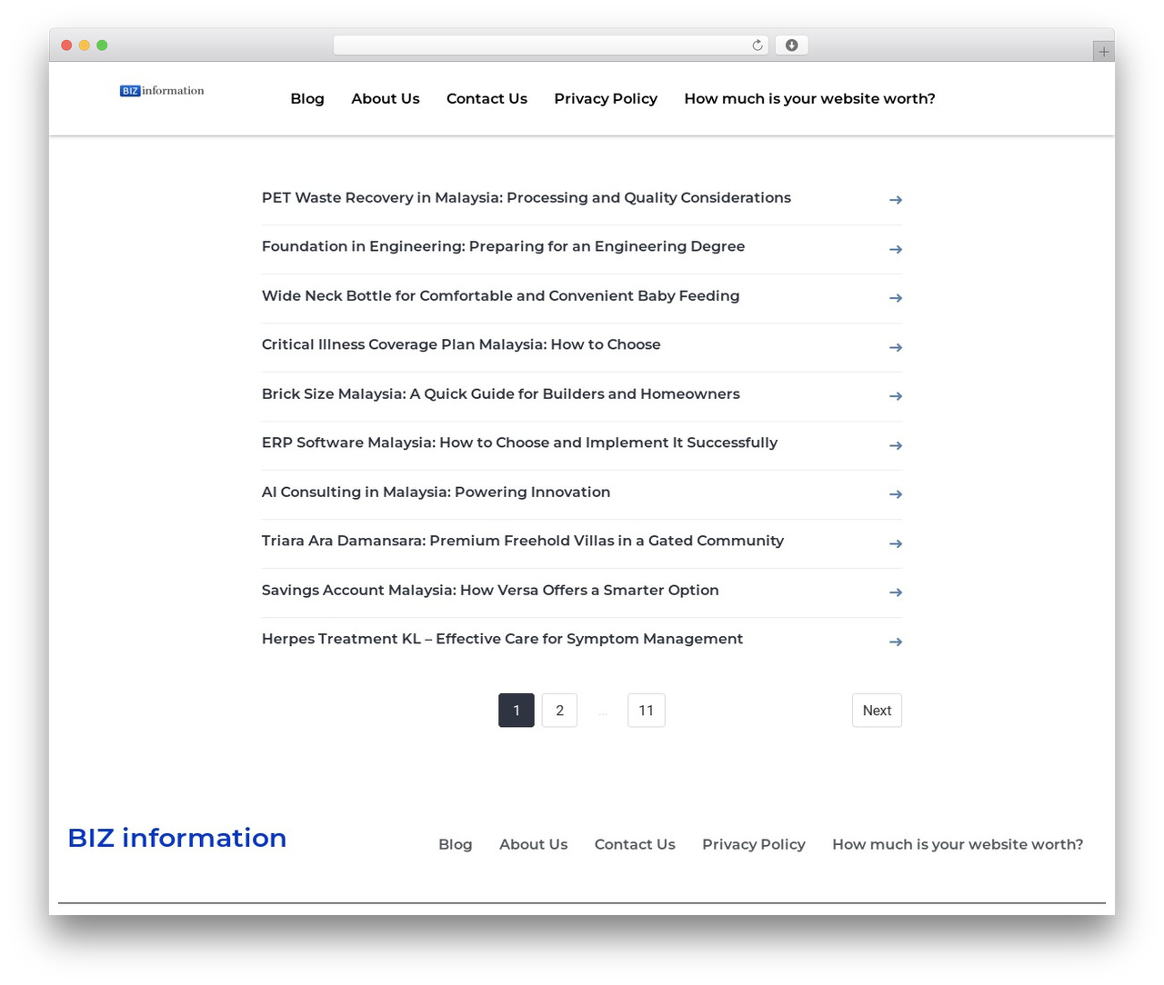 KnowledgeCenter theme WordPress - bizinformation.com.my