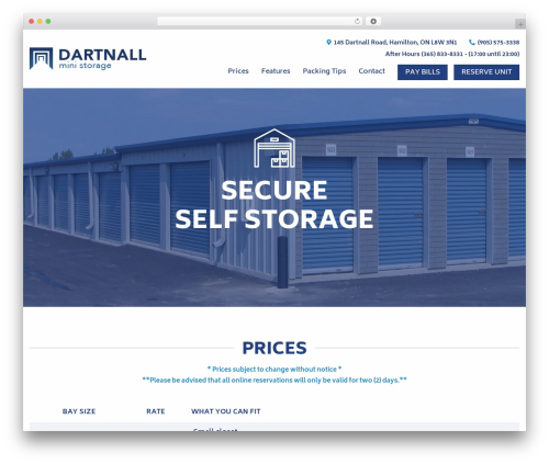 Mini Storage WordPress theme - dartnallministorage.com