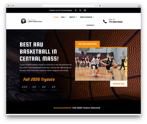 Divi WP theme - lionsbasketballma.com