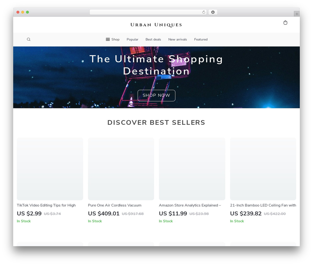 Botticelli WordPress ecommerce theme - urbanuniques.shop