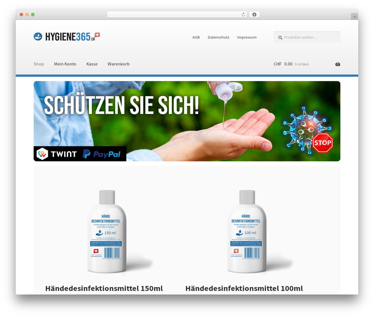 Storefront WordPress theme - hygiene365.ch