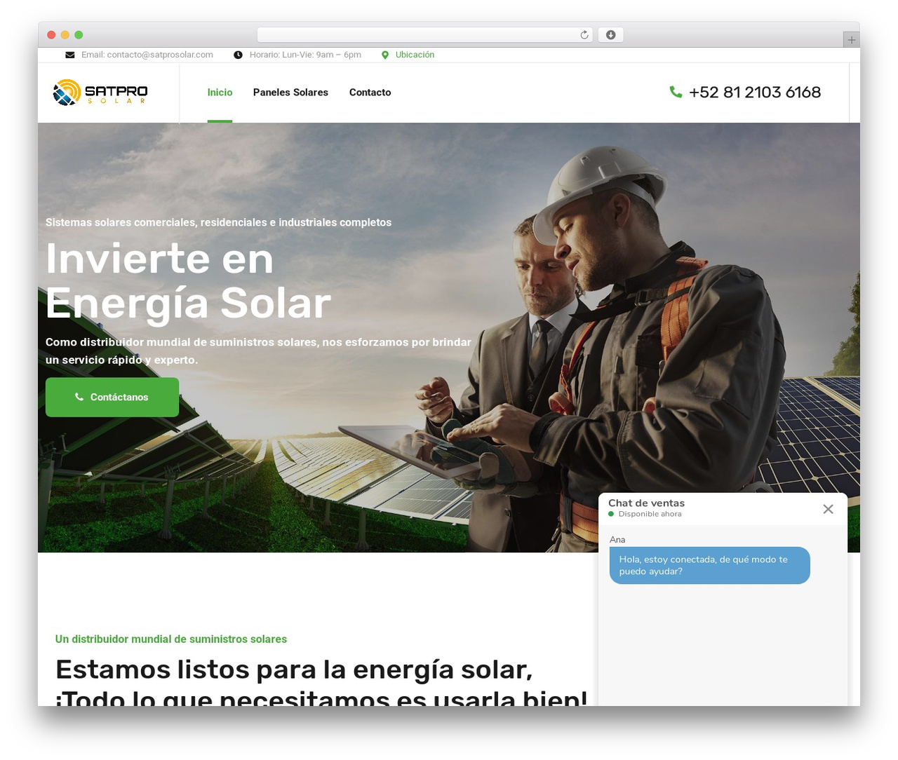 WordPress theme Solatec - satprosolar.com