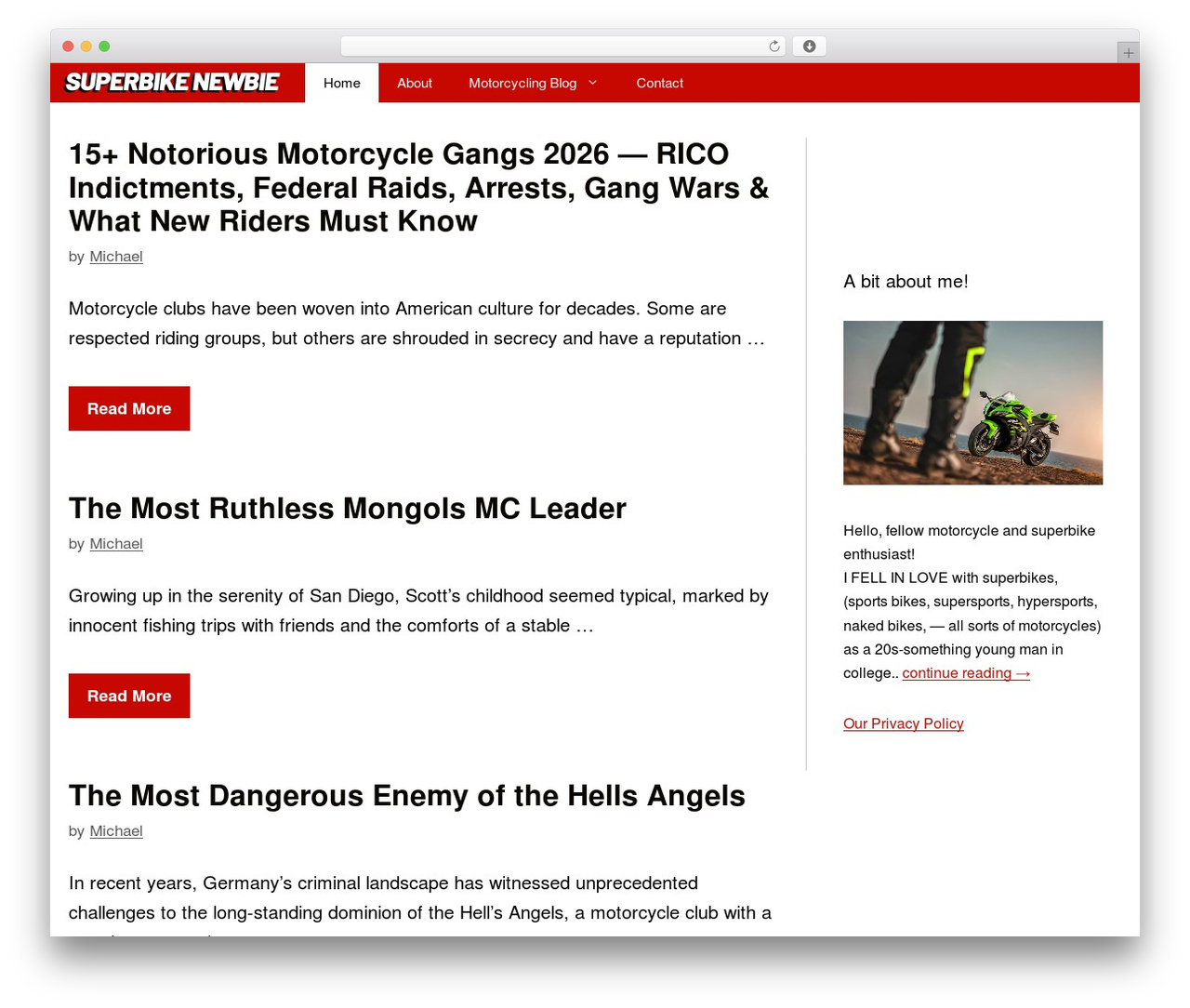 WordPress theme GeneratePress - superbikenewbie.com