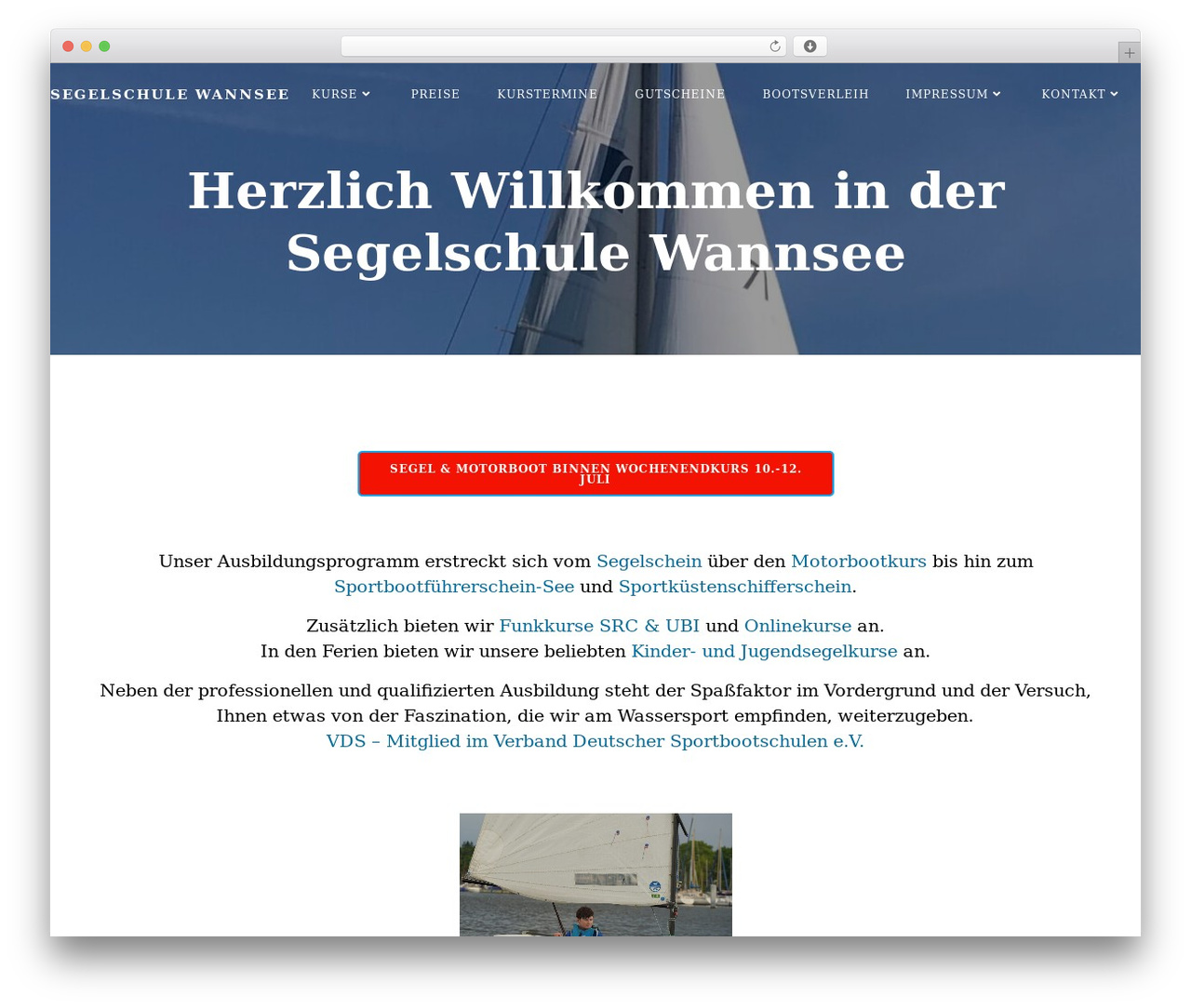 Brite theme WordPress - segelschule-wannsee.de