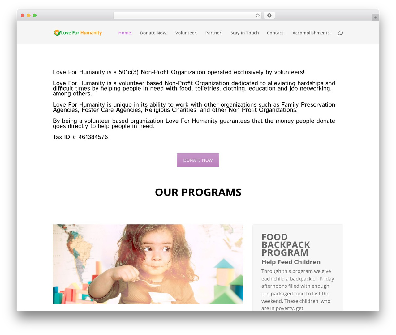 Divi theme WordPress - love4humanity.org