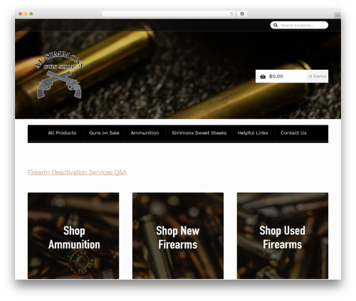 Storefront WordPress store theme - alsimmonsgunshop.com