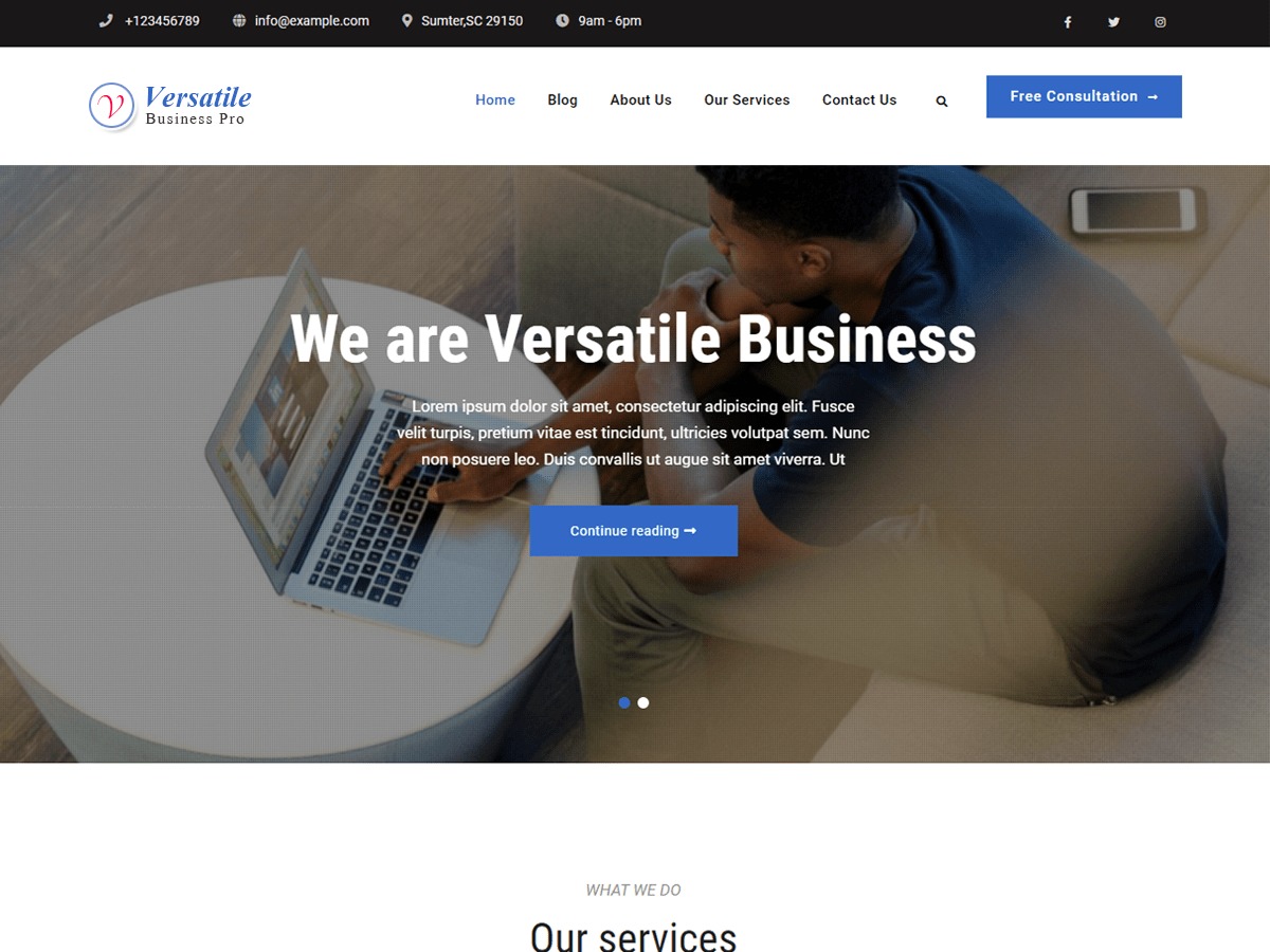 Versatile Business Pro WordPress template for business