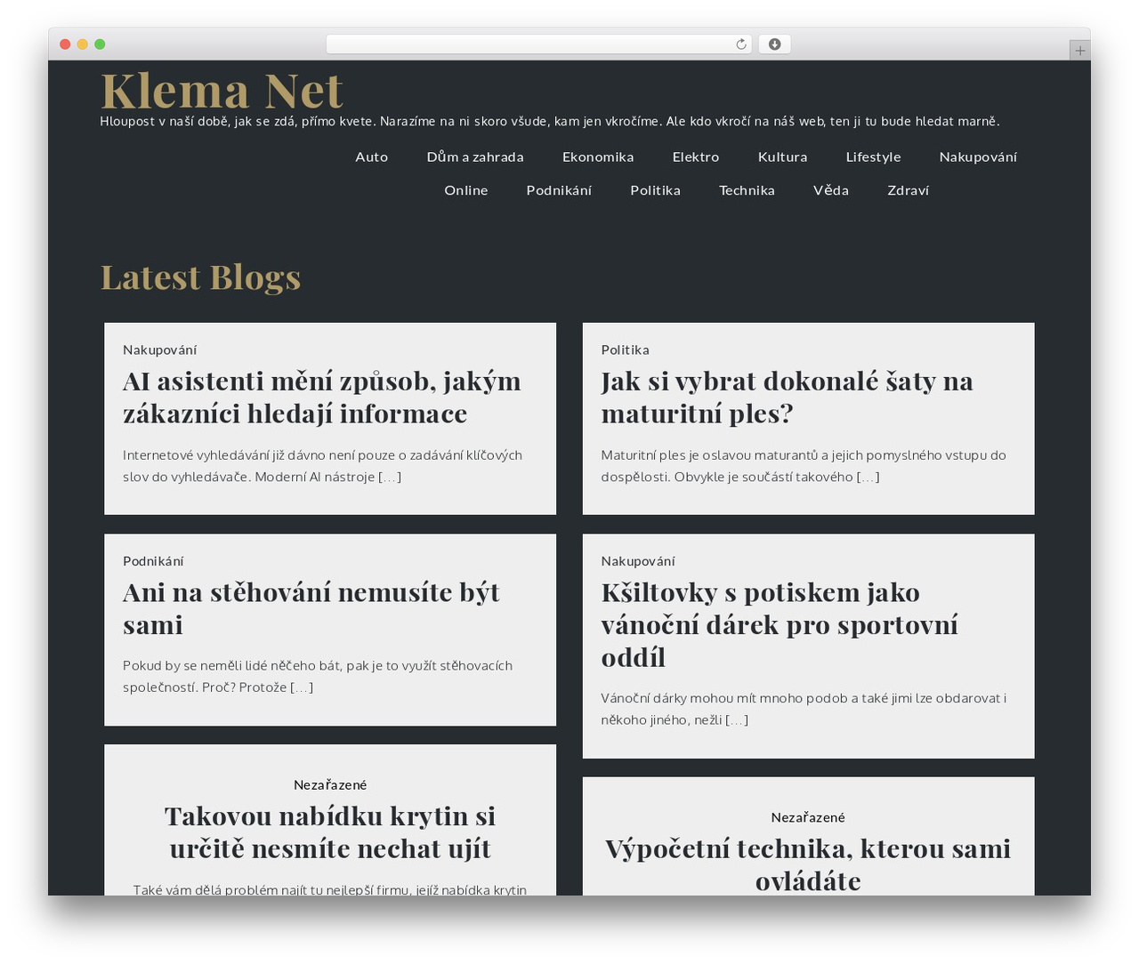 Theme WordPress Drape Shade - klemanet.cz