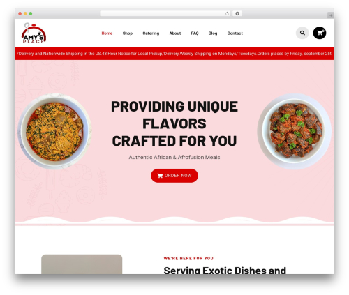 Food menu pro WordPress plugin - amysplacefoods.com