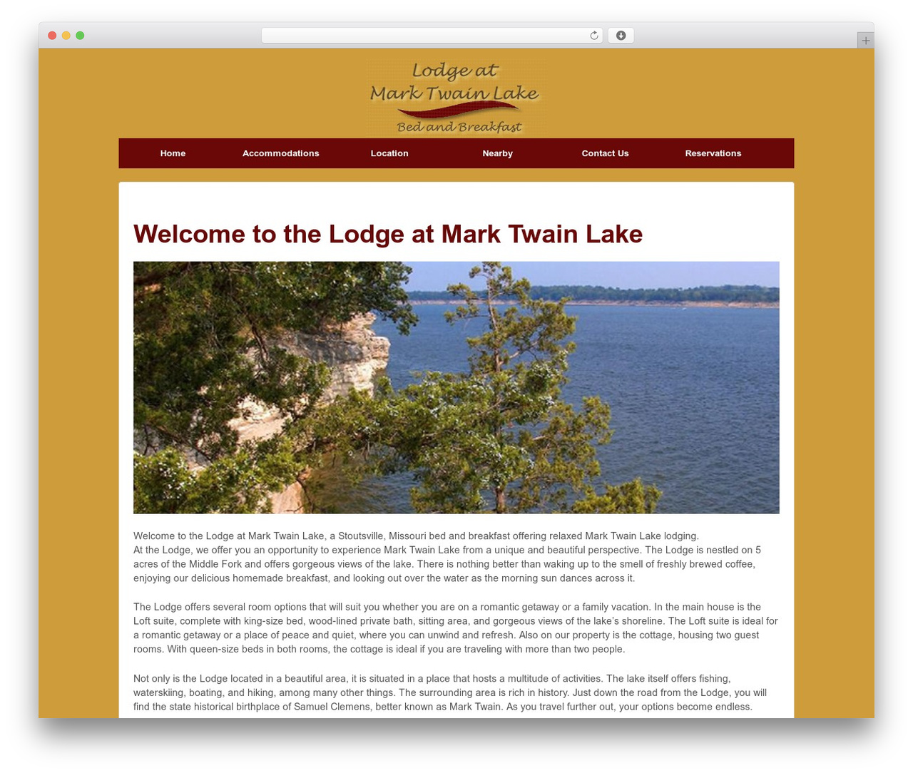 Responsive Pro WordPress theme - lodgeatmarktwainlake.com