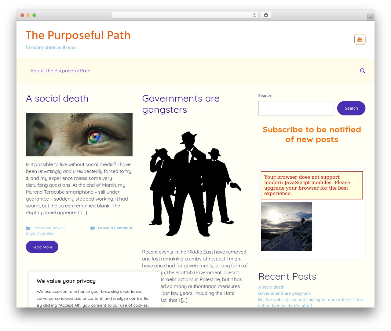 WordPress theme evolve - thepurposefulpath.co.uk