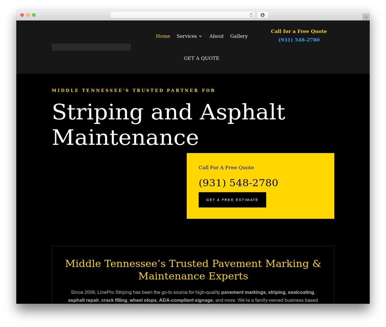 Divi WordPress theme - lineprostriping.com