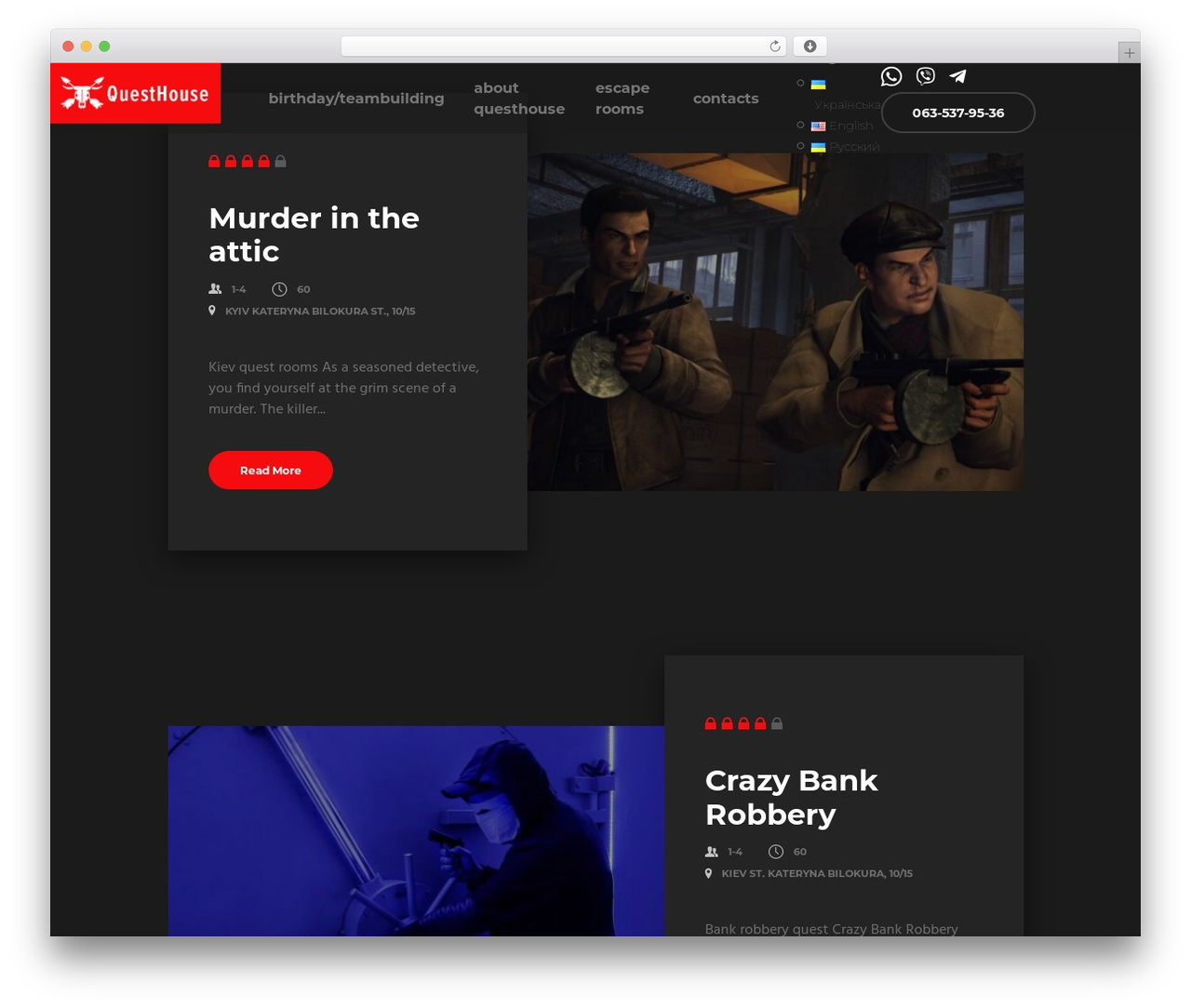 Escapium WordPress theme - questhousekiev.com