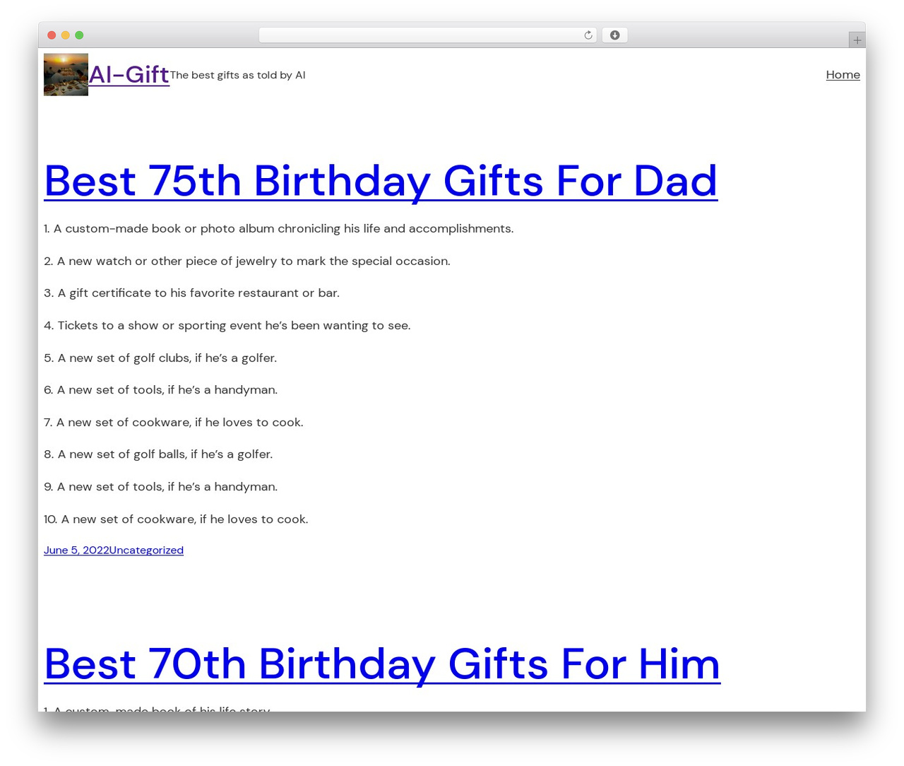 WordPress theme Blockbase - ai-gift.com