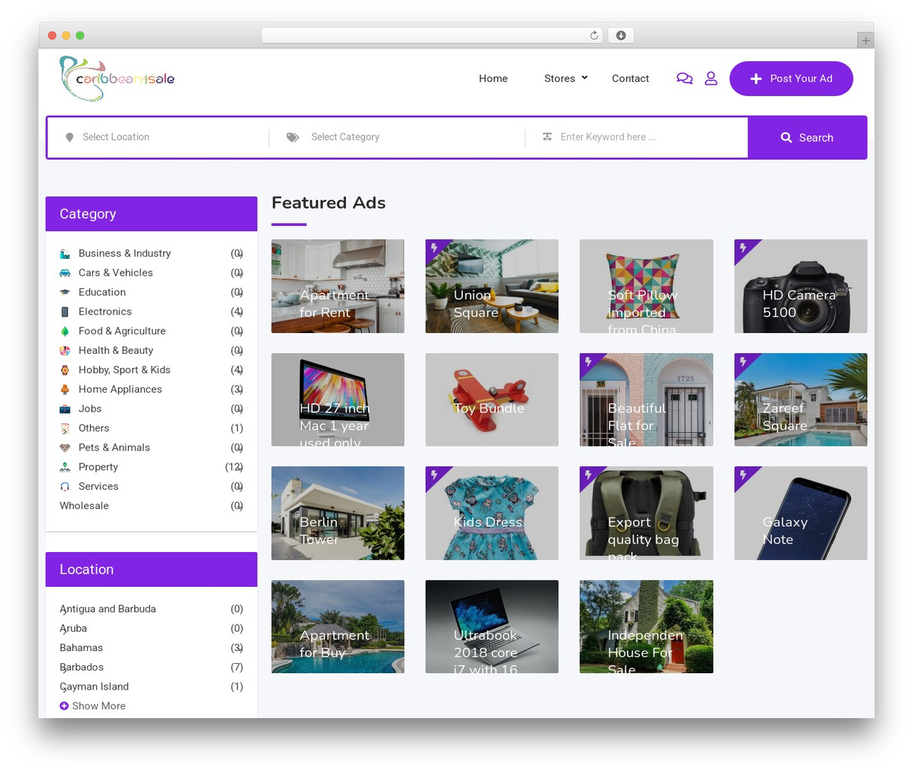 Classima WordPress theme - caribbean4sale.com
