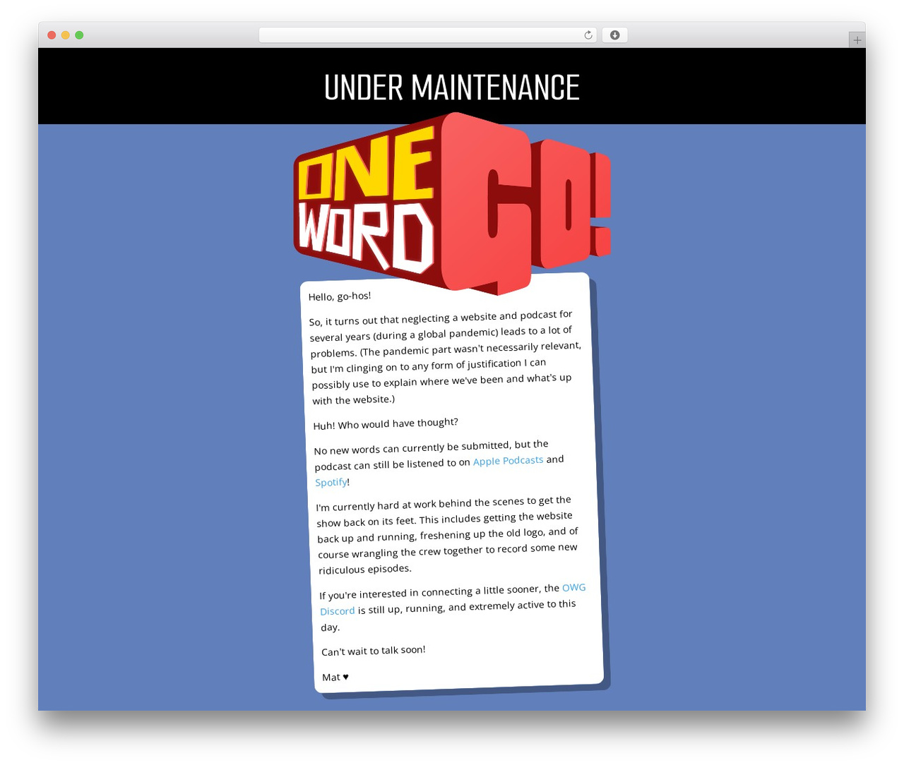 Divi WordPress theme - onewordgoshow.com