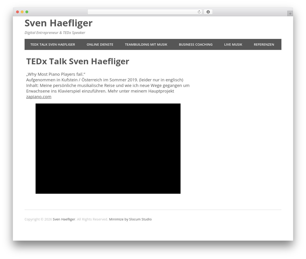 Minimize theme WordPress - svenhaefliger.ch