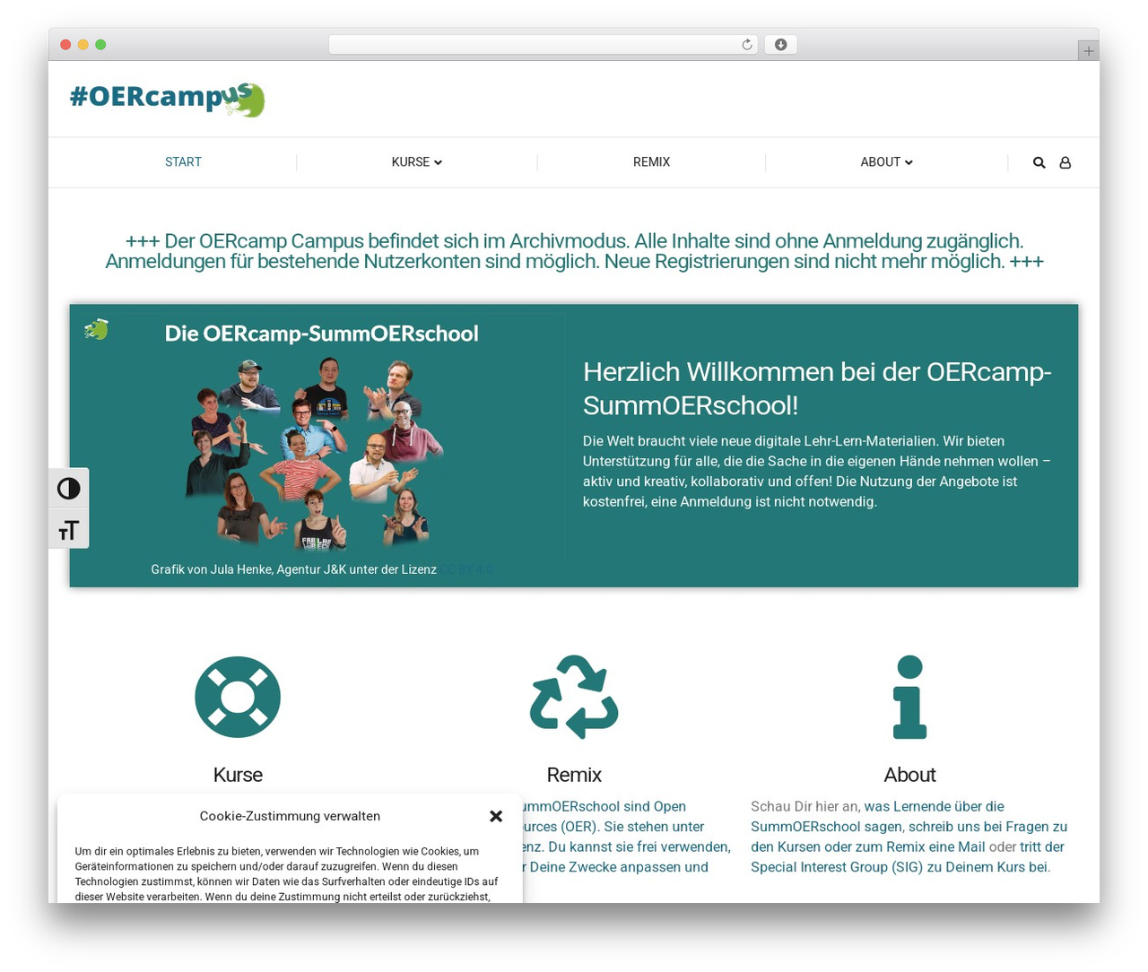 WordPress theme Aardvark - campus.oercamp.de