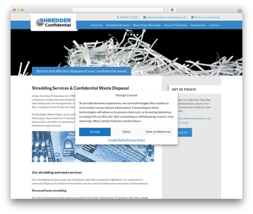 Flawless WordPress theme - shredderwastepaper.co.uk