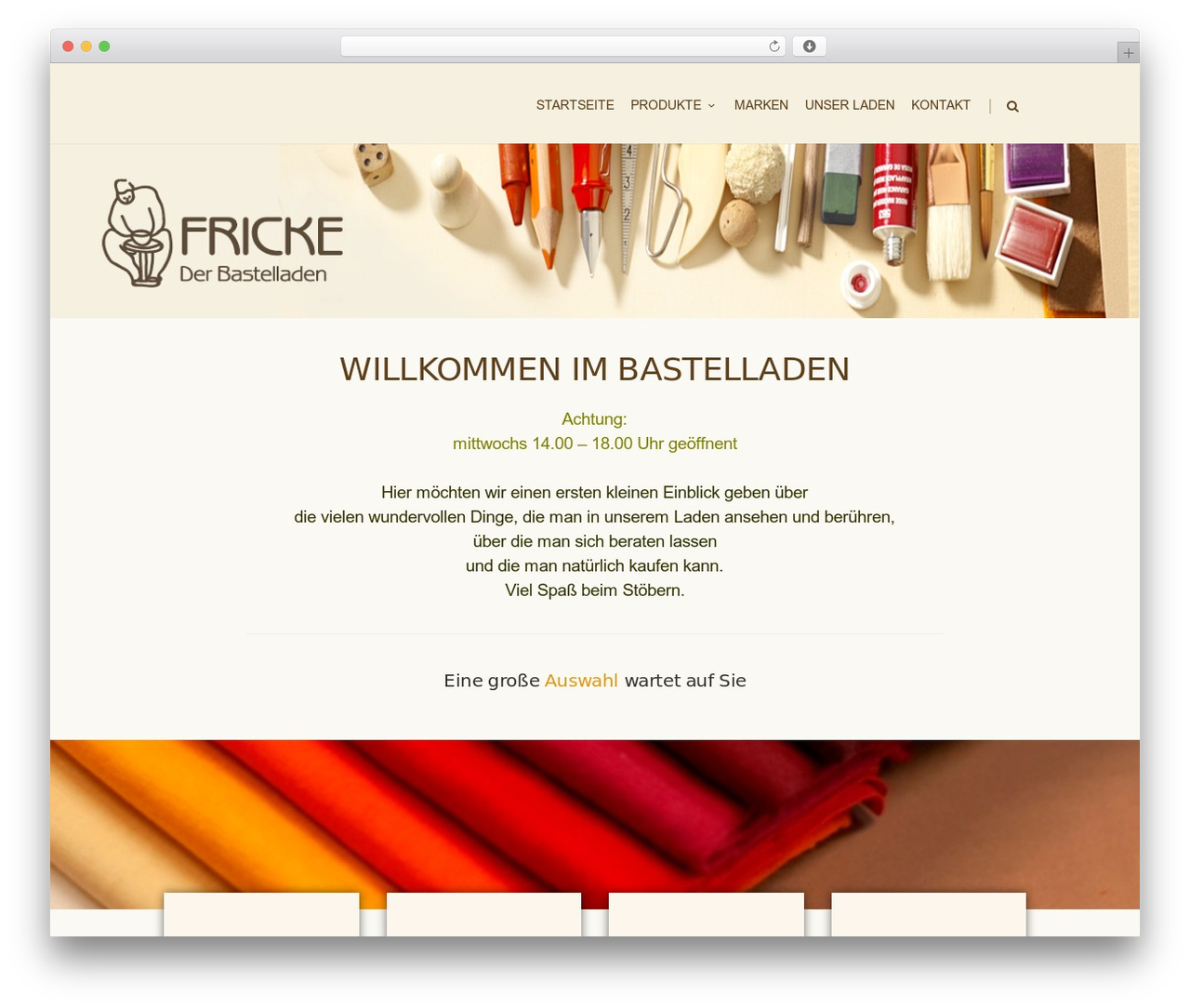Fortuna WordPress theme - bastelladen-fricke.de