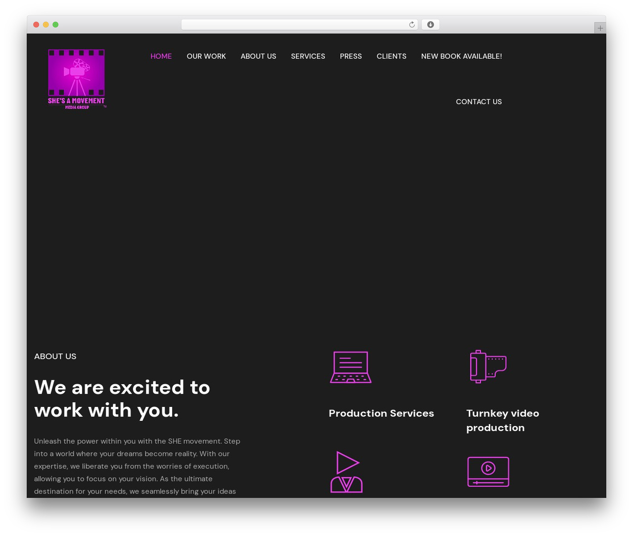 Frames WordPress video theme - shesamovementmediagroup.com