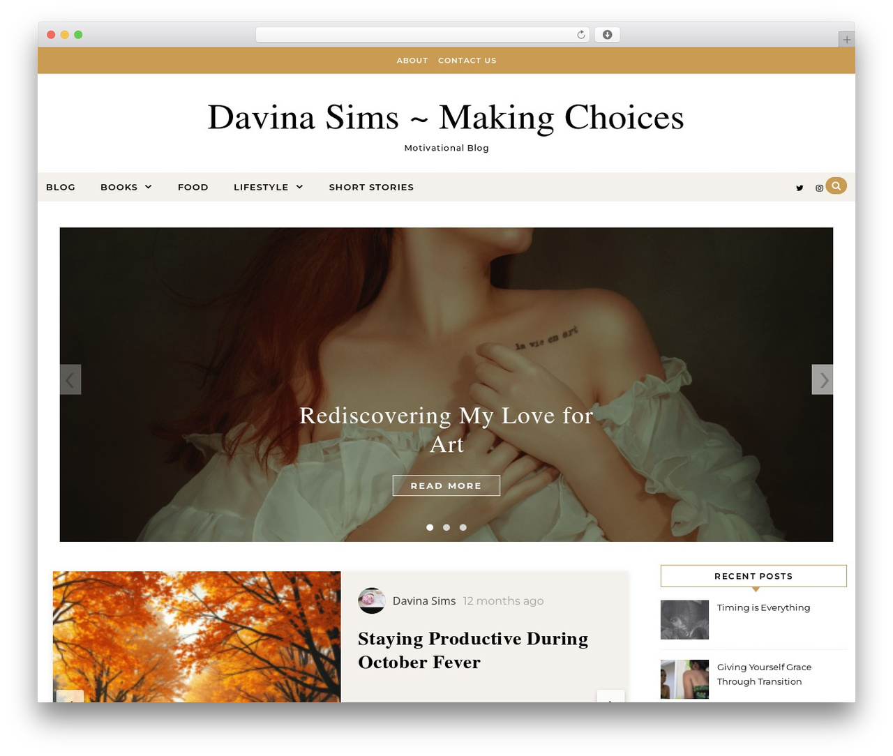 Graceful top WordPress theme - davinasims.com