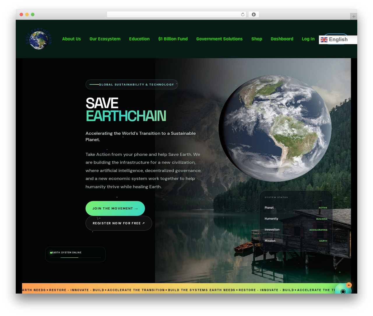 WordPress website theme Crypterio - saveearthchain.com