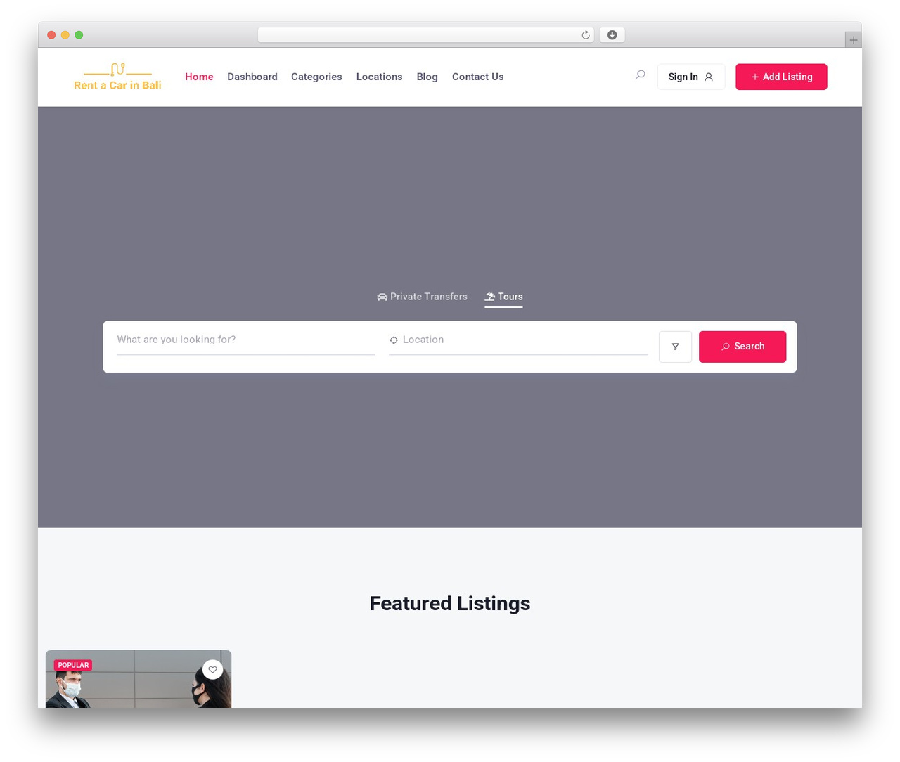 OneListing top WordPress theme - rentacarinbali.com