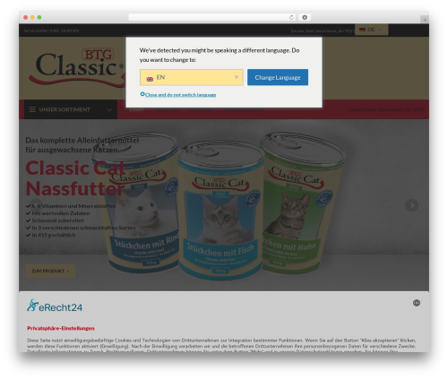 WordPress theme Lorada - classic-heimtiernahrung.de