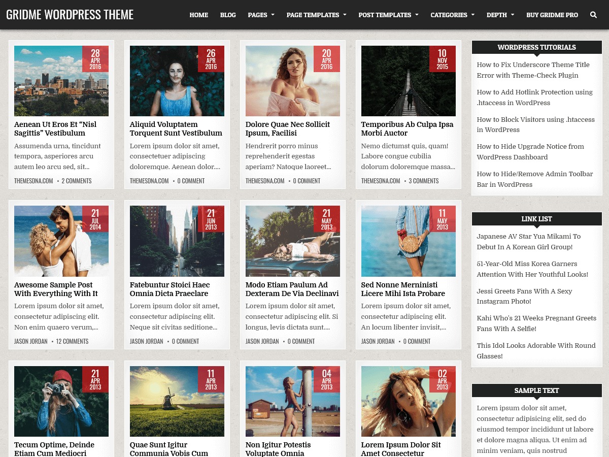 GridMe newspaper WordPress theme
