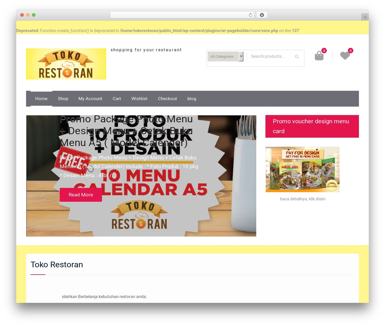 WordPress theme Easy Commerce - tokorestoran.com