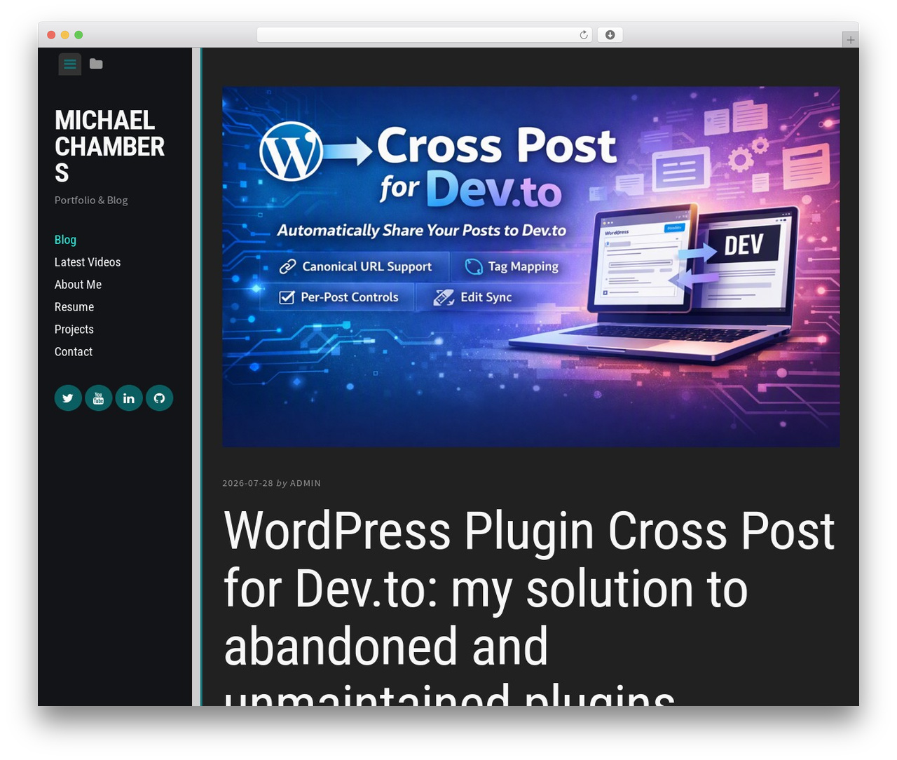 Editor WordPress theme - michaelmchambers.co.uk