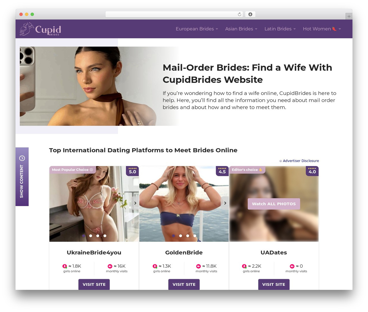 Bella WordPress theme - cupidbrides.com